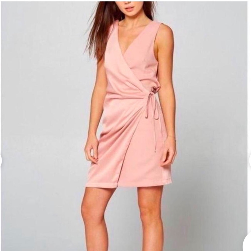 Strut & Bolt Los Angeles Satin Sleeveless Wrap Mauve Dress